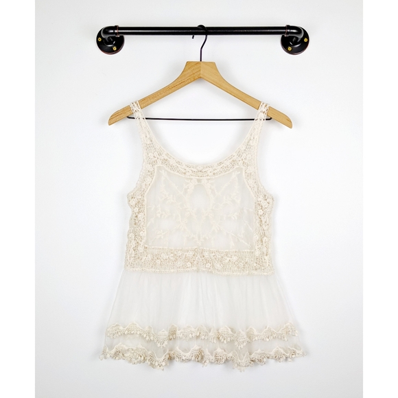MED - Dreamers Lace and Crochet Sheer Tank Top - Picture 1 of 7